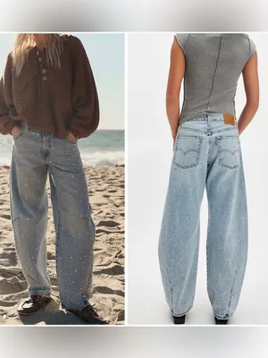Levi's NWT Baggy Dad Barrel Jeans with Crystal Embellishment Dazzle Me, 25 x 32 thumbnail 2