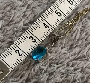 Sterling Silver Necklace with Blue Pendant thumbnail 6