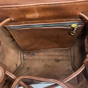 Vintage Coach Flap Drawstring Brown Leather Crossbody thumbnail 7