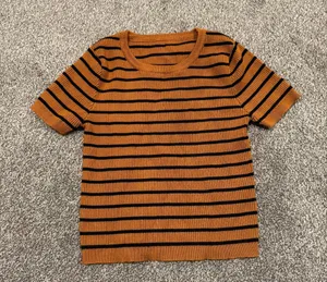 H&M Brown Stripe Baby Tee thumbnail 1