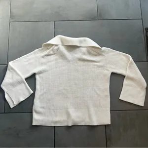 J.Crew Relaxed Collared Sweater in White thumbnail 5