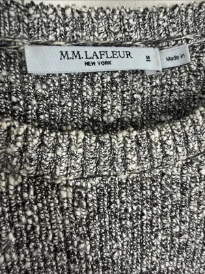 M.M. LAFLEUR The Butler Crewneck Sweater Knit Boucle Black White Medium thumbnail 4