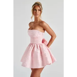 NWT Babyboo Salome Mini Dress Blush Jacquard Fit & Flare Cocktail Dress Size M thumbnail 7