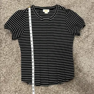 Maeve by Anthropologie Black and White Striped Peplum Top Size XS thumbnail 11
