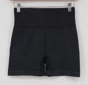 ITZON Womens Black High Waisted Ribbed Seamless Biker Shorts Size S thumbnail 1