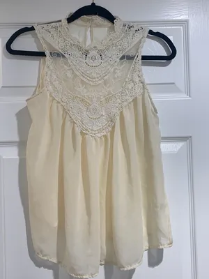 Boho Lace Tank Top White Size M thumbnail 1