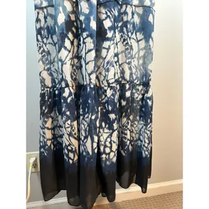 Betsey Johnson Size 6 Maxi Dress Womens Tie Dye‎ Deep V Blue White Sweetheart thumbnail 5