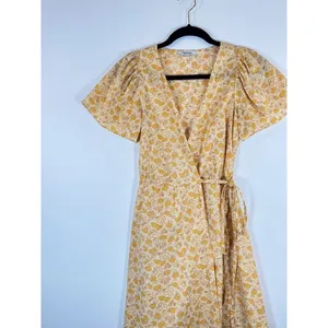 Madewell Womens Dress Yellow Fiore Mini Floral Ditsy V Neck Wrap A Line Boho XS thumbnail 7