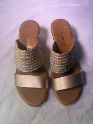 Women's Neutral Beige Cork Wedge Slide Sandals thumbnail 4