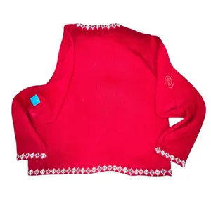 Vtg Karen Scott‎ Ugly Christmas Sweater Women Large Red Cardigan Elf Santa Ramie thumbnail 3