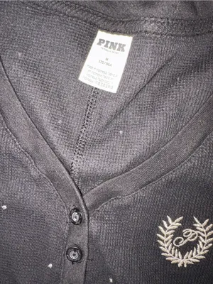 PINK Victoria's Secret Black Long-Sleeve Footie with Rhinestones thumbnail 2