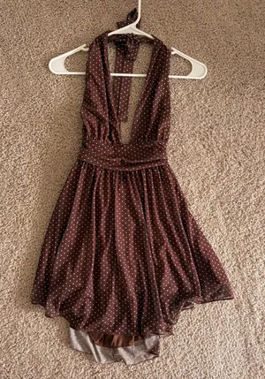 Marshalls Brown Polka Dot Halter Mini Dress thumbnail 1