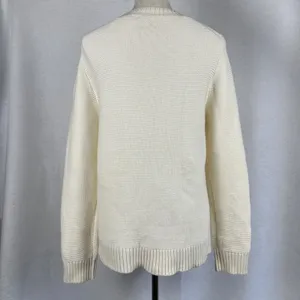 New J. Crew Cream Textured Knit Merino Wool Blend Sweater Womens Large Neutral‎ thumbnail 4