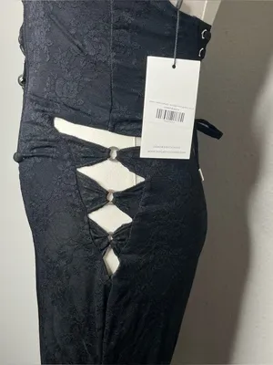 NEW Outcast Lace Up Halter Jenna Jumpsuit in Black Floral Lace thumbnail 7