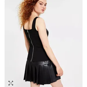 NWT Bar III Black Pleather Pleated Mini dress XXS thumbnail 2