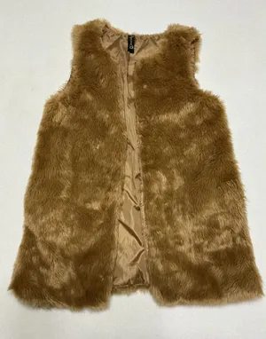 Paparazzi Faux Fur Vest Womens Large Tan Camel Brown Open Front Boho Y2K 61078 thumbnail 1