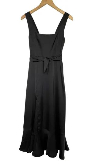 SHOW ME YOUR MUMU Women’s Black Satin Midi Slit Dress Small thumbnail 2