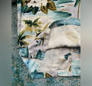 Vintage Tiki Classics silk Hawaiian palm trees button down shirt, size medium thumbnail 10