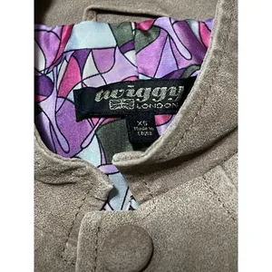 Twiggy London Tan Genuine Leather Button Down Coat Size XS Military Modern City‎ thumbnail 3