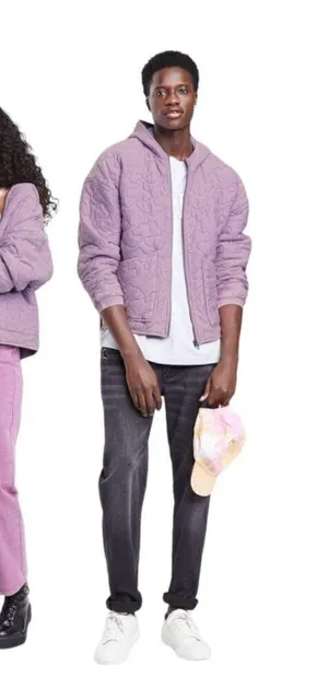 Wild Fable Hooded Quilted Jacket Light Purple- Size S thumbnail 2