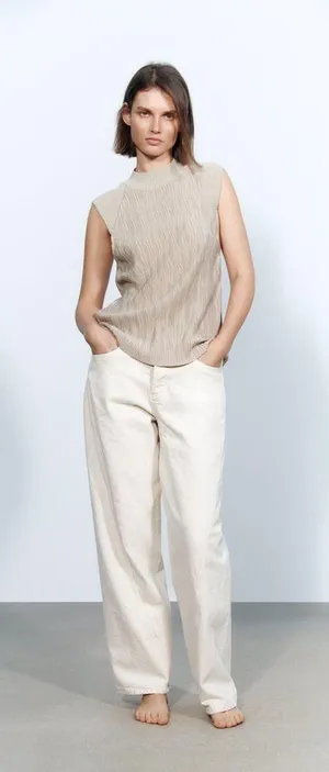 ZARA Combined Pleated Top thumbnail 1