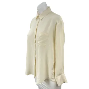 Zara Women's Yellow Chest Pocket Long Sleeve Button Down Blouse Shirt Top Size S thumbnail 3