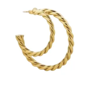 Rendor Victoria 14K Gold Plated Braided Double Hoop Earrings NIP Pouch thumbnail 11
