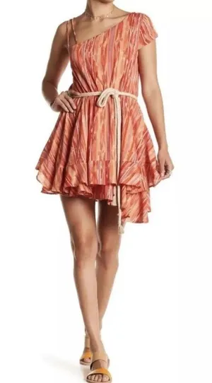 Free People Orange Ruffle Party Dress thumbnail 1