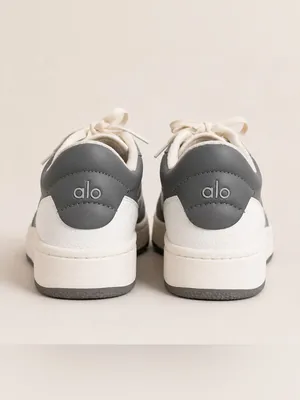 Alo Gray & White Leather Lace-Up Low-Top Platform Sneakers Women’s 6.5 / Men’s 5 thumbnail 4