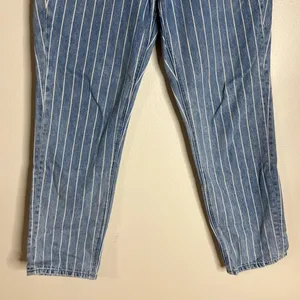 American eagle pin striped high rise mom‎ denim ankle jeans size 4 festival cute thumbnail 4