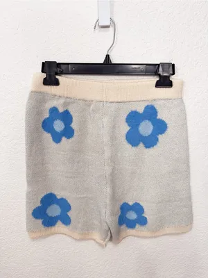 Miss Sparkling Blue Floral Knit Tank Shorts Set XL Two Piece Lounge Matching Set thumbnail 5