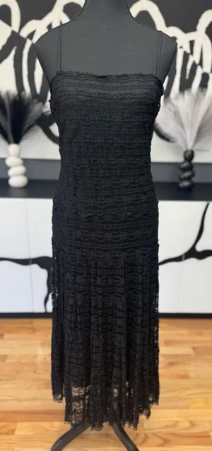 Max Studio Black Lace Strapless Midi Dress Women's Size 12 EUC Cocktail Chic thumbnail 1
