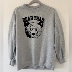 Aerie Bear Trail Gorpcore Gray Get Away Oversized Crewneck Sweatshirt size xxs thumbnail 8