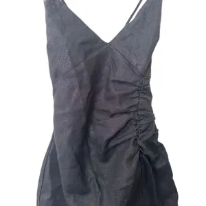 CALLIPYGIAN Linen Cinched Side Slit‎ Mini Dress Black Sz0 Size 0 thumbnail 4