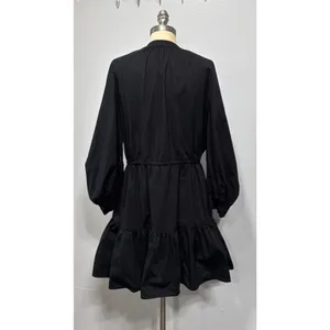 ASTR THE LABEL Ruched Long Sleeve Shirtdress Tiered Black Size M Preppy Party thumbnail 3