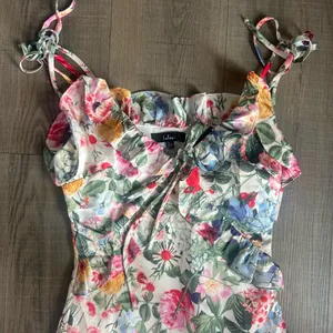 Lulus Clelia Ivory Multi Floral Satin Ruffled Midi Dress thumbnail 5