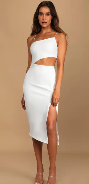 Revolve White Cutout Midi Dress thumbnail 2