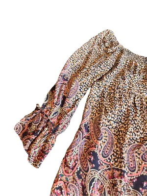 Maeve Anthropologie Milou Dress Cheetah Boho Mixed Print Peasant Flowy Medium thumbnail 4