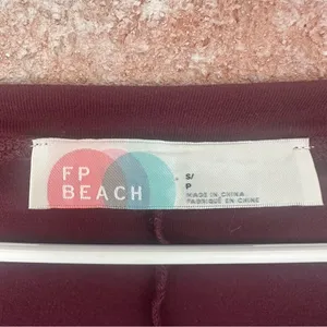 Free People Beach Asymmetrical Midi Dress Flutter Sleeves Women’s Small Maroon thumbnail 5