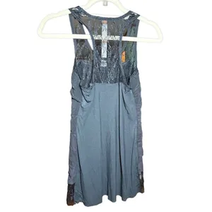 Bailey 44 womens black tiered silk top with lace trim‎ sz S 90s thumbnail 3