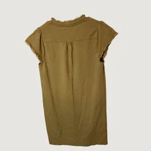 Wonderly Womens Olive Green Frayed Trim Split V-Neck Shift Dress Small RN31104 thumbnail 3