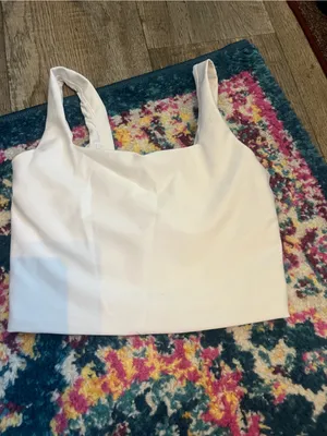 Abercrombie YPB White Square Neck Cropped Tank Top thumbnail 4
