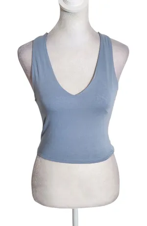 Lulus Blue Sleeveless V-Neck Cropped Tank Top Size Medium NWT thumbnail 1