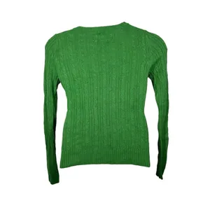Vintage American Eagle Kelly Green Cable Knit V-Neck Sweater Large Y2K thumbnail 7