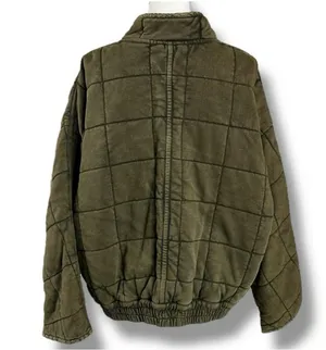 Free People Dolman Quilted Knit Jacket in Dusted Military Grunge Green Medium thumbnail 6