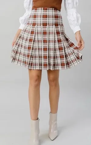 Apparalel Delta Plaid Knit Pleated Skirt thumbnail 1