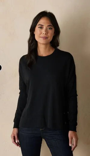 The Normal‎ Brand Puremeso Split Side Overshirt Black High-Lo Rivet Detail Small thumbnail 1