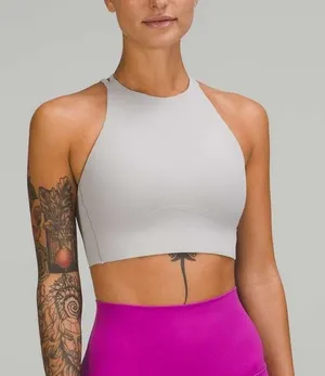 Lululemon Like a Cloud High Neck Longline Sports Bra Size 4 Gray Yoga Workout thumbnail 1