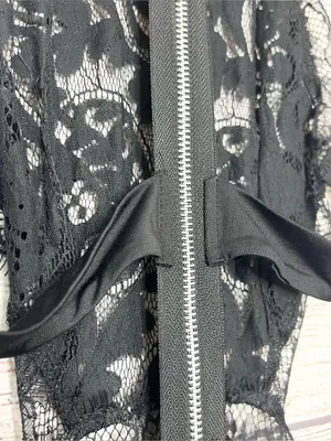Sheer Black Lace Halter Neck Open Back High Slit Maxi Evening Gown Size Small thumbnail 12