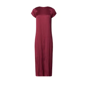Madewell Short Sleeve Slip Midi Dress Women S Burgundy Plisse Minimalist Holiday thumbnail 5